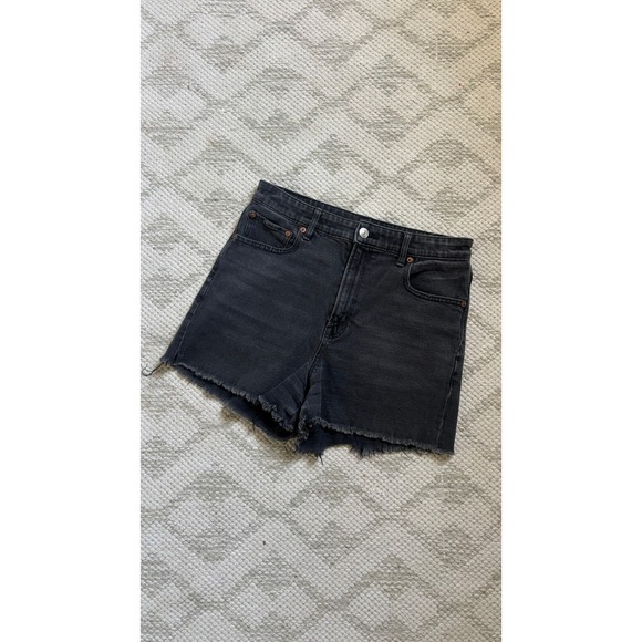 0183. American Eagle Black Denim Shorts Stretch Frayed Hem - Picture 1 of 6